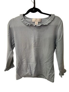 Precious Fibers blue women's ruffled neck sweater made from cashmere size S